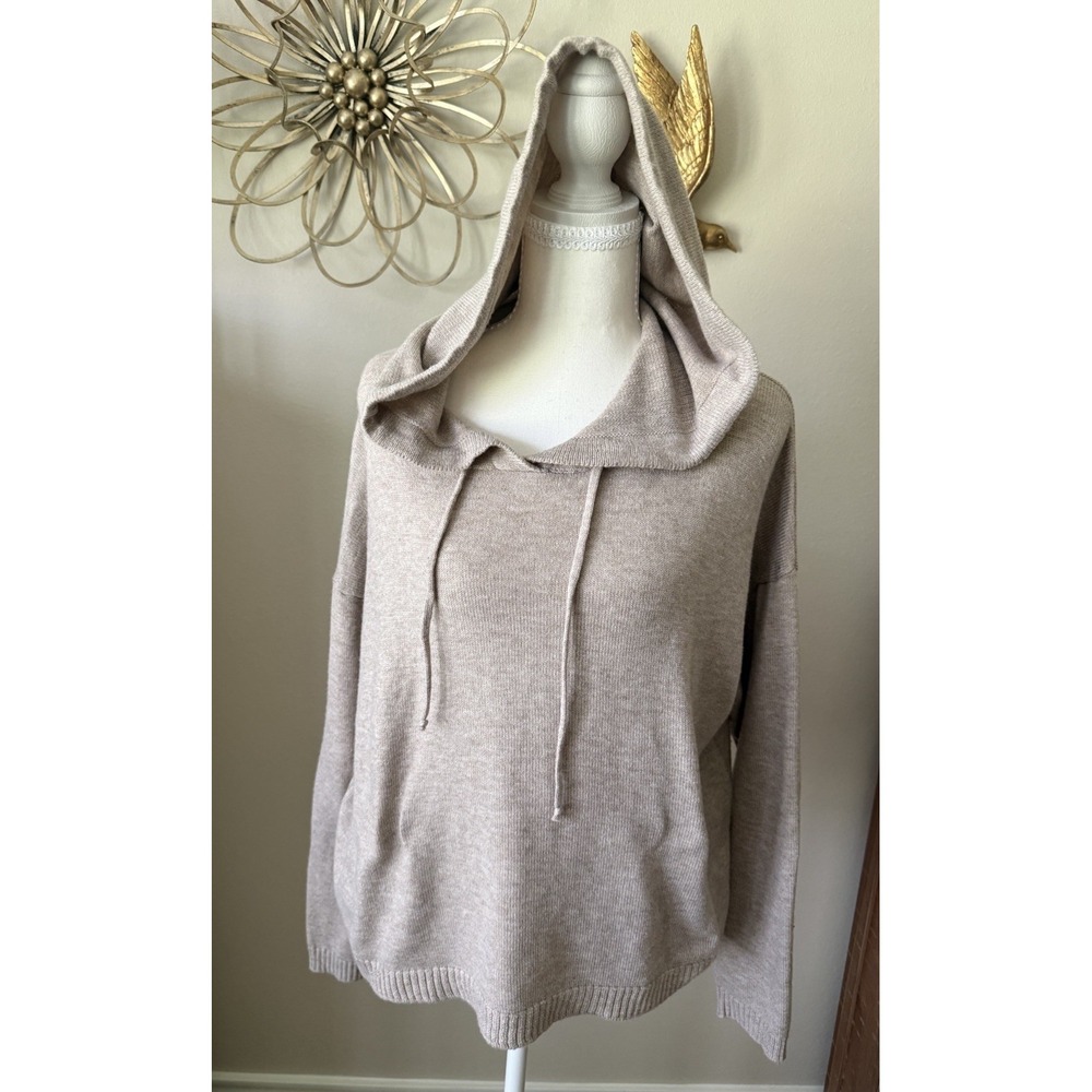 Six Fifty Smiley Face Hoodie Sweater Womens Medium Beige Oversized